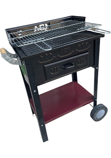 Acn Kömürlü Mangal 35 x 50 cm Çift Izgaralı Tekerlekli