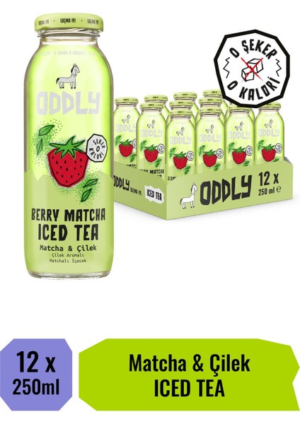 Berry Matcha Soğuk Çay Cam Matcha Çilek 250 ml x 12 Adet