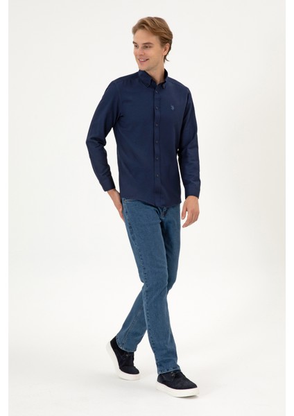 Erkek Lacivert Gömlek Basic 50316723-VR033 fırsatları