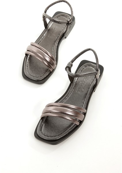 MİA026-1504 Günlük Kadın Tatil_düğün-Eğlence Platin Sandalet fiyatları