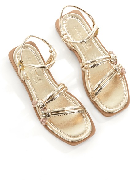 MİA026-1501 Kadın Tatil-Düğün-Eğlence-Günlük Altın Sandalet fırsatları