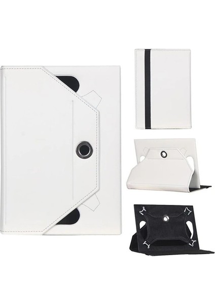 Vorcom S7 Classic Universal Standlı Tablet Kılıfı Beyaz