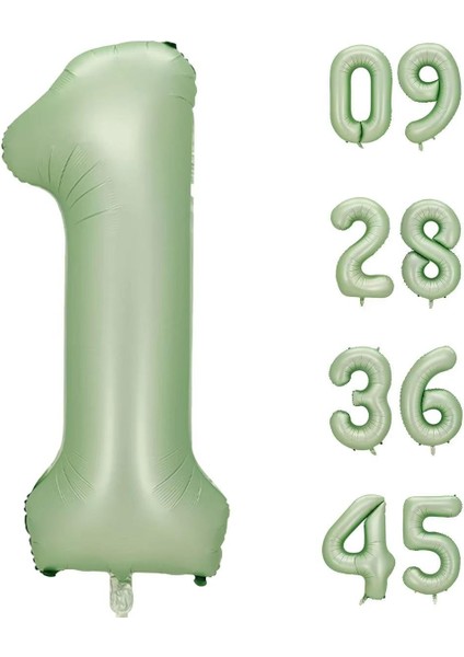 1 Rakamı Su Yeşili Folyo Balon 40 Inch 90 cm
