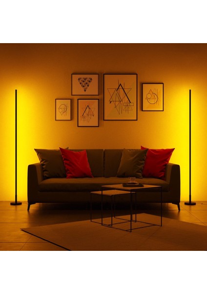 2 Adet Dekoratif Köşe LED Lambader -Led Lamba Işık Sistemi - Full Rgb 256 Renk