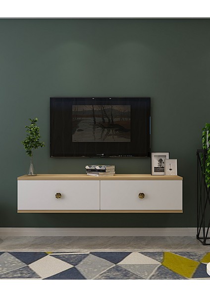 TDA1202DB- Zuzu Duvara Montaj Tv Stand 120CM Safirmeşe-Beyaz