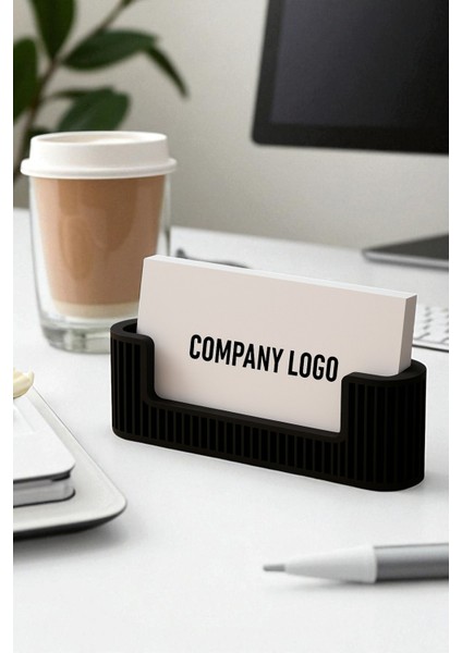 Şık Siyah Plastik Kartvizitlik – Ofis Masaüstü Düzenleyici