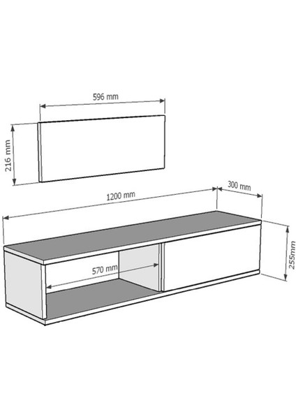 TDA1202DB- Zuzu Duvara Montaj Tv Stand 120CM Safirmeşe-Beyaz