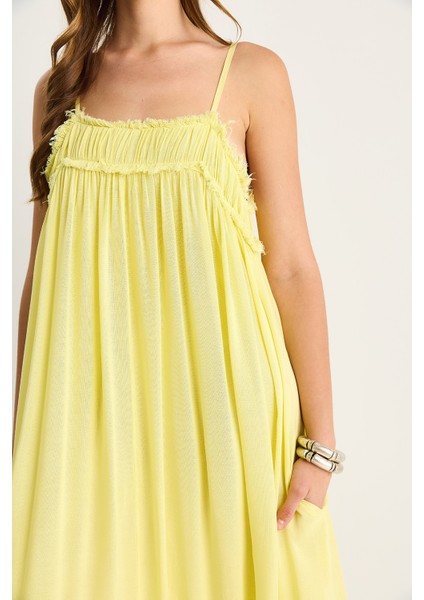 Kadın Ince Askılı Büzgülü Cep Detaylı Astarlı Ince Pamuklu Elbise indirimleri