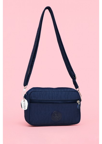 Kadın Çapraz Askılı Üç Gözlü Fermuarlı Krinkıl Günlük Omuz Çantası