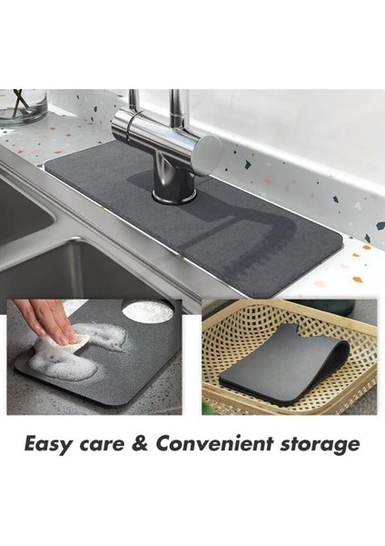 Su Emici Lavabo Kenar Matı Sihirli Mutfak Lavabo Sıçrama Koruyucu Damlama Tutucu Mat