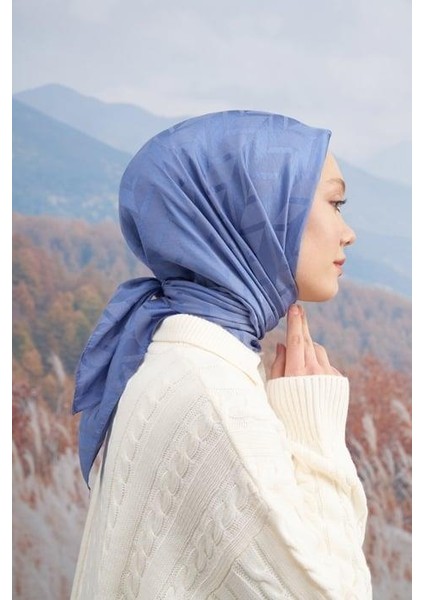 Italyan Jakar Zigzag Desen Eşarp - Indigo fiyatları