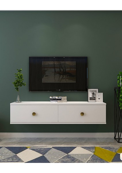 TDA1202B- Zuzu Duvara Montaj Tv Stand 120CM Beyaz
