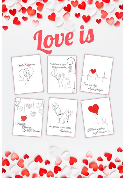 12'li Seni Seviyorum Motto Kartı Love Is Temalı Aşk Kartları fiyatları