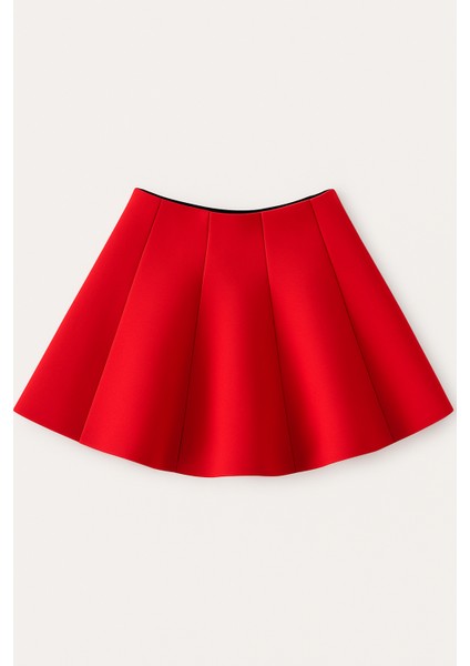 Kız Çocuk Kırmızı Dalgıç Kumaş Pileli Etek