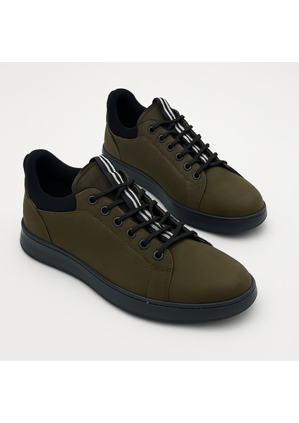 GR0222 Hakiki Süet Deri Koyu Yeşil Lastik Bağcık İthal Taban Sneaker Erkek Ayakkabı modelleri