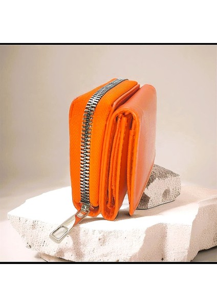 Çıt Çıtlı Bozuk Para Bölmeli Turuncu Cüzdan modelleri
