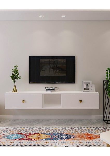 TDA1501B- Zuzu Duvara Montaj Tv Stand 150CM Beyaz