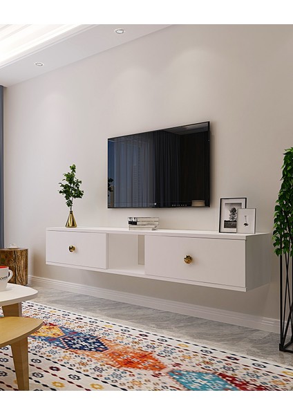 TDA1501B- Zuzu Duvara Montaj Tv Stand 150CM Beyaz fiyatları