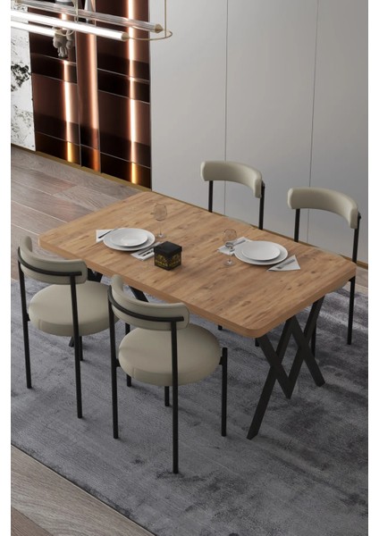 Ege 4 Kişilik Mutfak Masa Takımı -Krem Kumaş 70X110 W Mutfak Masası Ege Sandalye Krem Kumaş fiyatları
