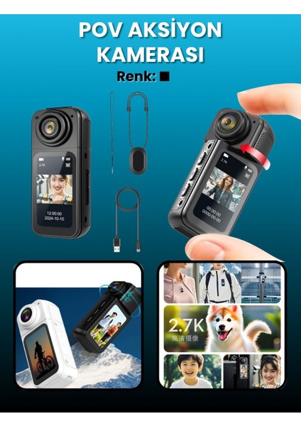 Thumb Pov Aksiyon Kamerası 1080P Manyetik Kolyeli