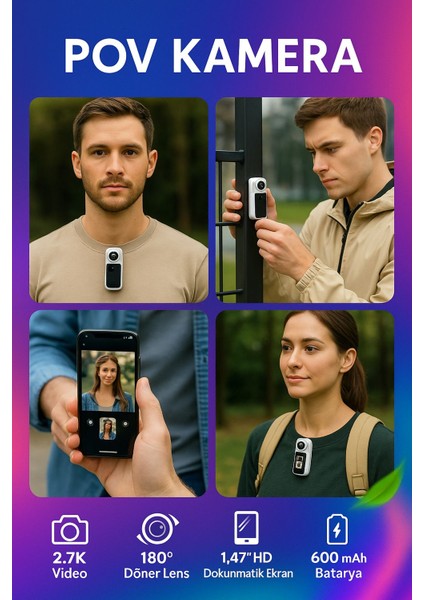 Thumb Pov Aksiyon Kamerası 1080P Manyetik Kolyeli fiyatları