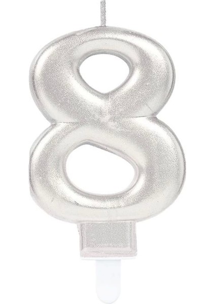 8 Rakam Mum Gümüş Renk