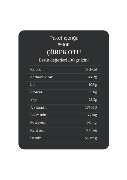 Çörek Otu 100 gr modelleri