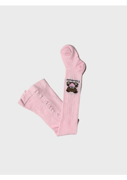 Kız Çocuk Pamuklu Ayıcık Desen Pembe Yıkanmış Parfümlü Yumuşak Dokulu Külotlu Çorap fiyatları