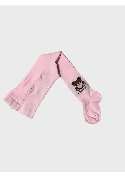 Kız Çocuk Pamuklu Ayıcık Desen Pembe Yıkanmış Parfümlü Yumuşak Dokulu Külotlu Çorap modelleri
