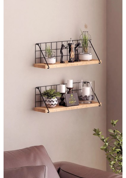 1 Adet Modern Ege Duvar Rafı Metal Duvar Rafı Metal Mutfak Banyo Rafı 2 Adet