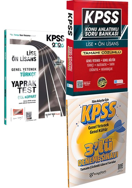 2026 Kpss Lise-Ön Lisans Genel Yetenek Türkçe Çek Kopart Yaprak Test + Konu Ant. Soru ve 3 Deneme