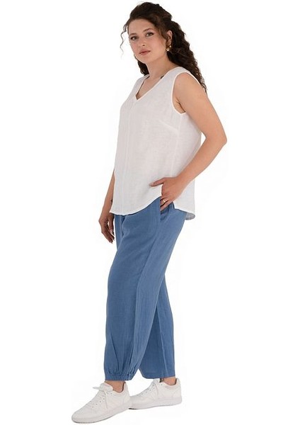 %100 Natural Keten Lastik Paçalı Yoga Pantolon fiyatları