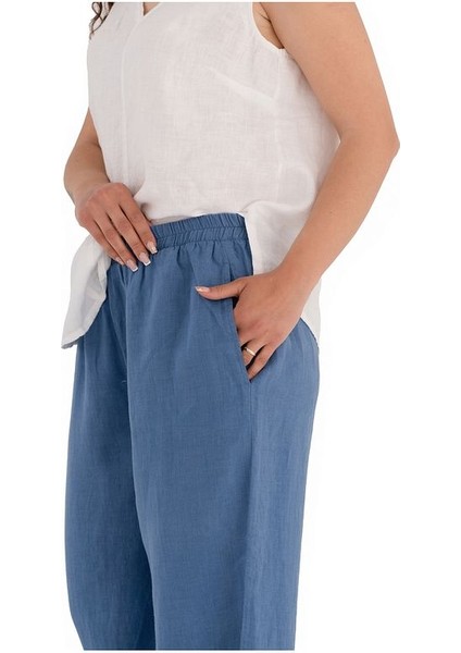 %100 Natural Keten Lastik Paçalı Yoga Pantolon indirimleri