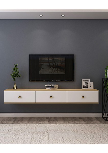 TDA1801DB- Zuzu Duvara Montaj Tv Stand 180CM Safirmeşe- Beyaz