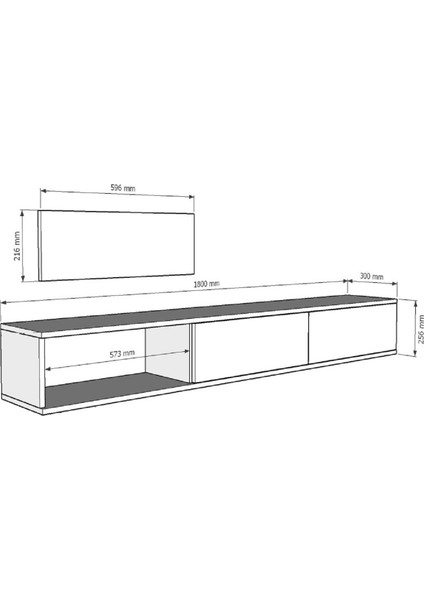TDA1801DB- Zuzu Duvara Montaj Tv Stand 180CM Safirmeşe- Beyaz