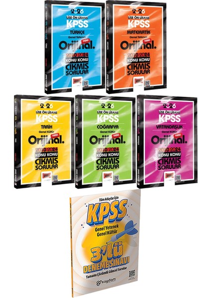 2026 Kpss Lise Ön Lisans Türkçe Matematik Tarih Coğrafya Vatandaşlık Orijinal Çıkmış 2010-2024 - 3 Deneme