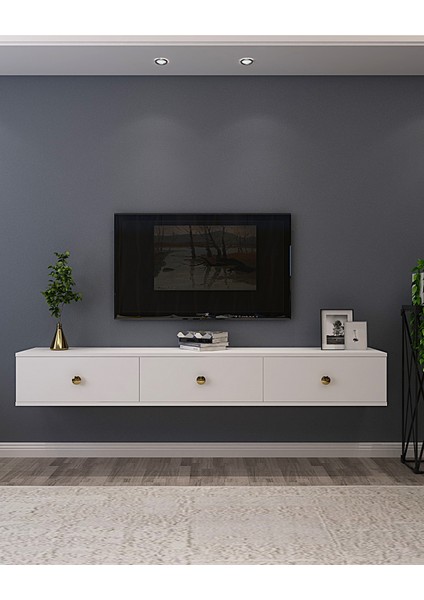 TDA1801B- Zuzu Duvara Montaj Tv Stand 180CM Beyaz
