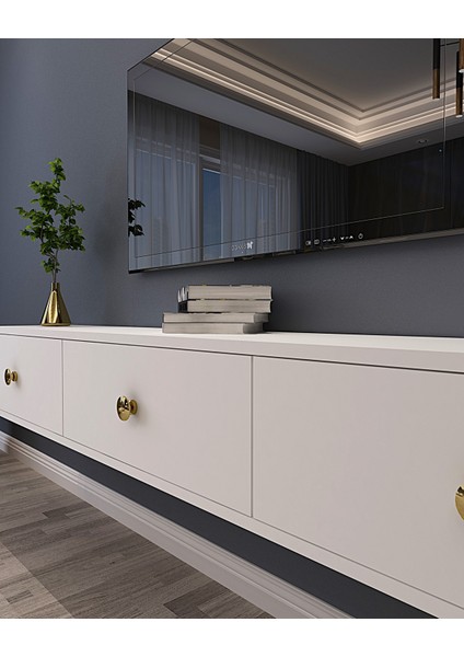 TDA1801B- Zuzu Duvara Montaj Tv Stand 180CM Beyaz modelleri
