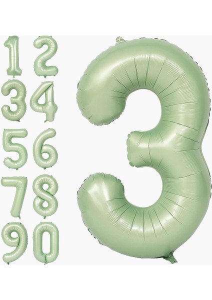 3 Rakamı Su Yeşili Folyo Balon 40 Inch 90 cm