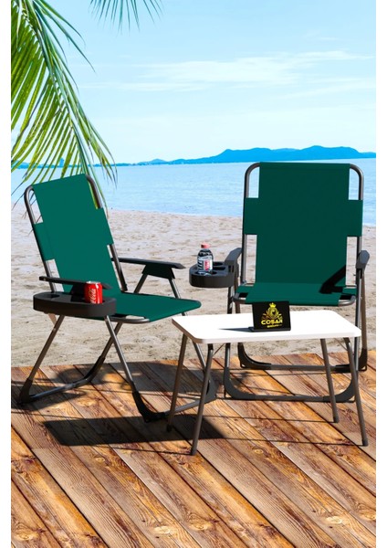 2 Adet Katlanır Kamp Sandalye ve Masa Seti-Taşınabilir Piknik Bahçe Sandalyesi-Masası fiyatları