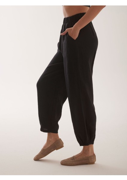 %100 Natural Keten Lastik Paçalı Yoga Pantolon indirimleri