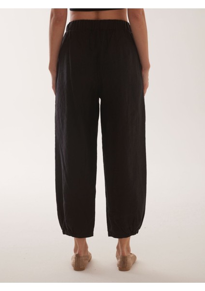 %100 Natural Keten Lastik Paçalı Yoga Pantolon