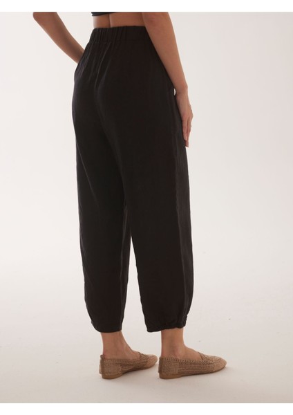%100 Natural Keten Lastik Paçalı Yoga Pantolon
