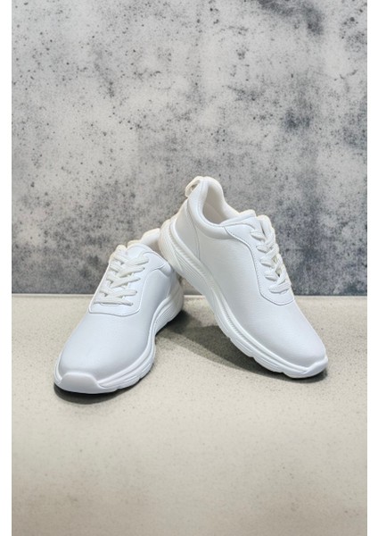 Rahat Tabanlı Hafif Esnek Ortopedik Bağcıklı Unisex Günlük Sneaker Spor Ayakkabı - Beyaz modelleri