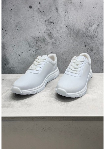 Rahat Tabanlı Hafif Esnek Ortopedik Bağcıklı Unisex Günlük Sneaker Spor Ayakkabı - Beyaz fırsatları