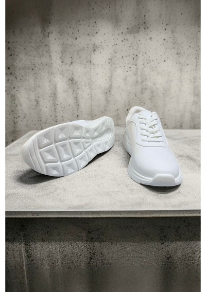 Rahat Tabanlı Hafif Esnek Ortopedik Bağcıklı Unisex Günlük Sneaker Spor Ayakkabı - Beyaz indirimleri