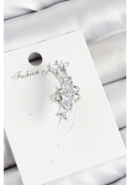 Bfs Pirinç Zirkon Taşlı Model Gümüş Renk Sağ Kıkırdak Küpe