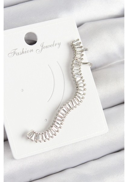 Bfs Pirinç Su Yolu Model Gümüş Renk Sağ Kıkırdak Küpe