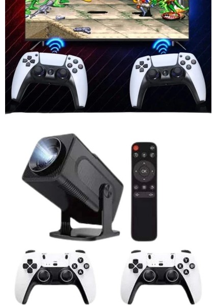 4K Android Smart Wi-Fi Çift Kollu Projeksiyon Game Box Kumandalı Taşınabilir indirimleri