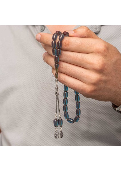 Gümüş Püsküllü Kapsül Kesim Sıkma Kehribar Tesbih modelleri